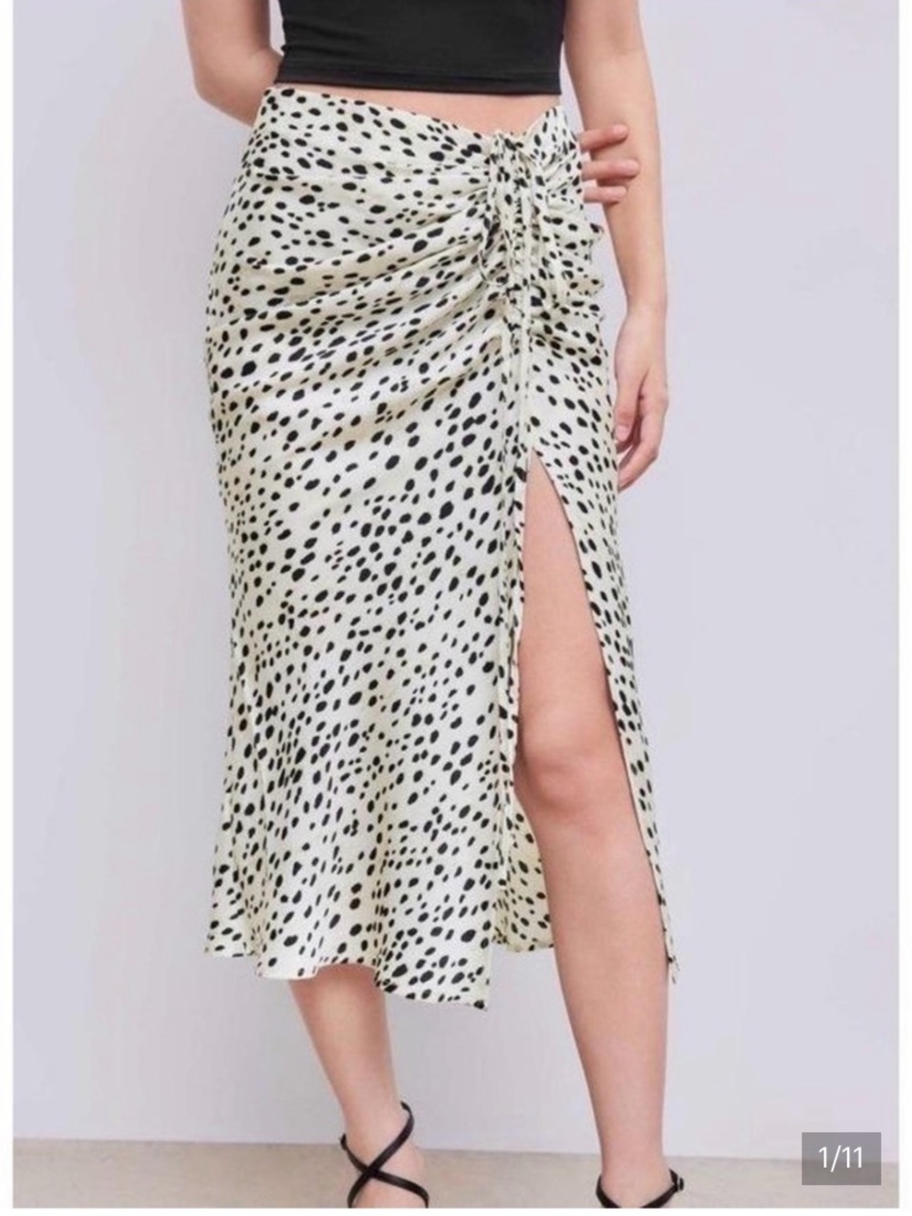 Leopard Drawstring Slit Skirt - Picture 2 of 10